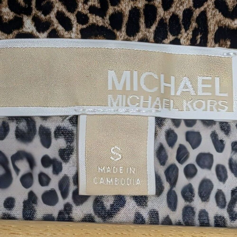 MICHAEL Michael Kors Leopard Print Half Zip Blouse Size S Gold MK - Picture 6 of 6